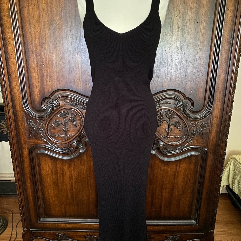 Women's Rib Knit Black Tank Sweater Dress Size Small